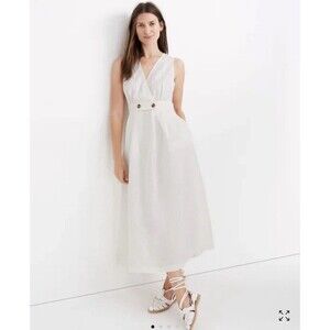 Madewell White Linen Blend Dress Old Money Summer Sundress Luxury timeless 10